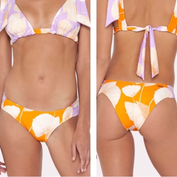 Palmacea Lilac Lotus Leaves Print Bikini Bottom S - Picture 1 of 4